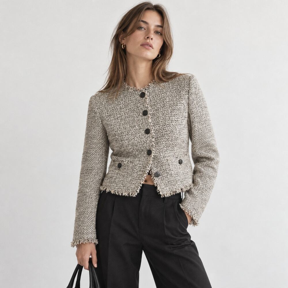 NWT Rag & Bone Carmen Tweed Fringe Cropped Jacket Size 10